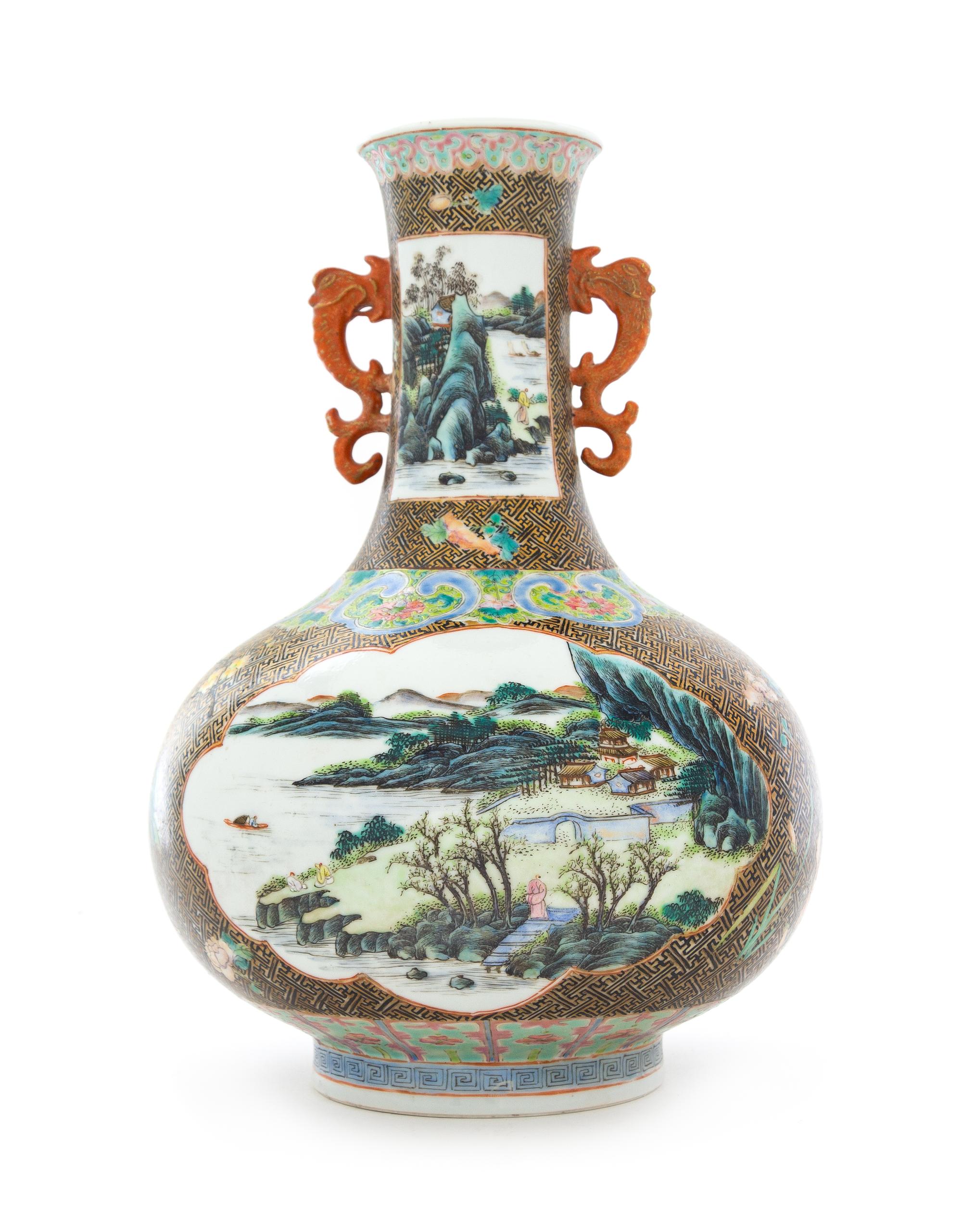 A Famille Rose Porcelain Vase Height 12 inches. — 20TH CENTURY