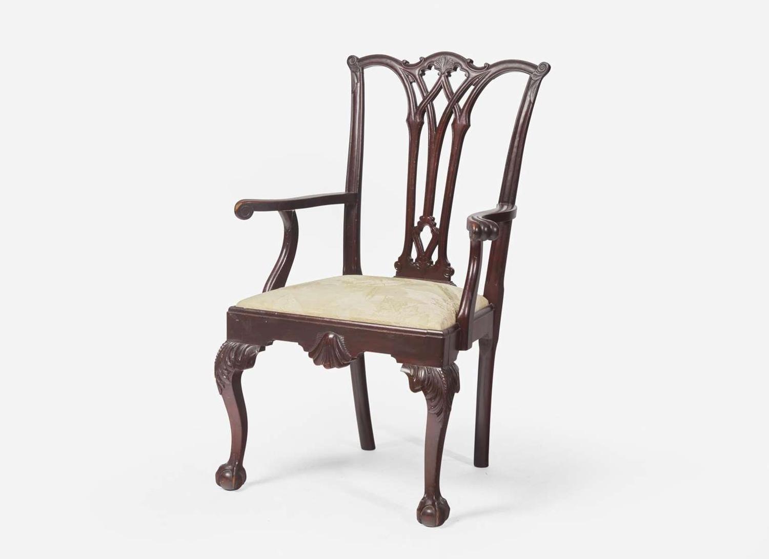 A Centennial Chippendale carved mahogany armchair, late 19th century