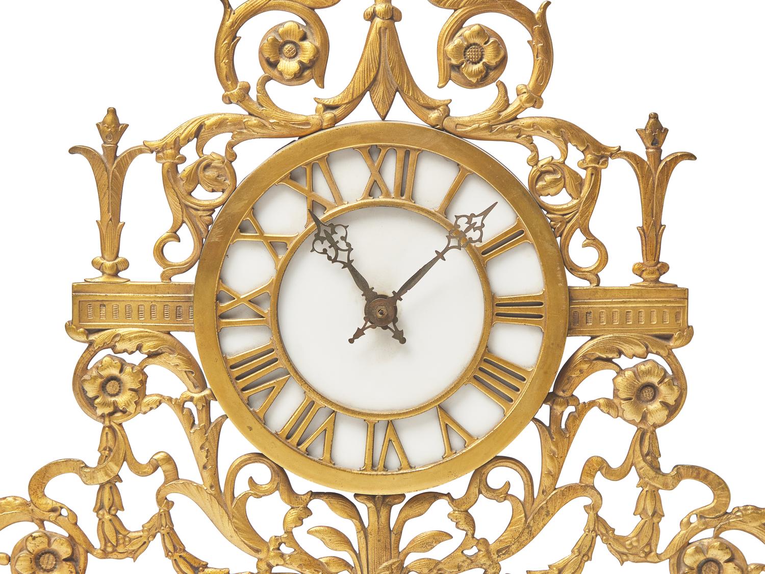 An Adamesque Gilt-Bronze Wall Clock in the Style of Edward F. Caldwell