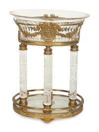 An Empire Style Gilt Metal and Cut Glass Centerpiece