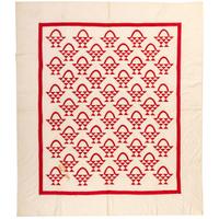 A Red and White Cherry Basket Quilt