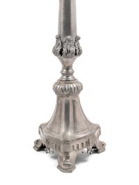 A Pair of Continental Pewter Prickets Mounted as Lamps