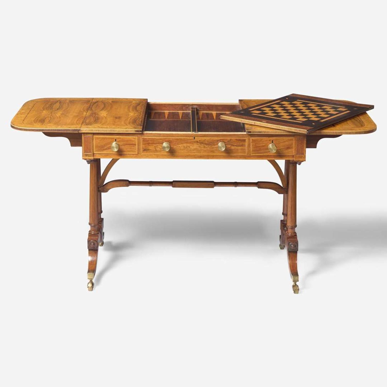 A Regency inlaid rosewood and yew sofa table circa 1810