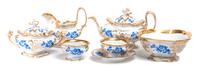 A Continental Parcel Gilt Porcelain Tea Service Diameter of plate 6 1/2 inches.