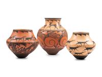 Zuni Pottery Jars, with Heartline-Deer