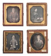 [EARLY PHOTOGRAPHY]. A group of daguerreotypes featuring women with embellished jewelry and accessories, including: