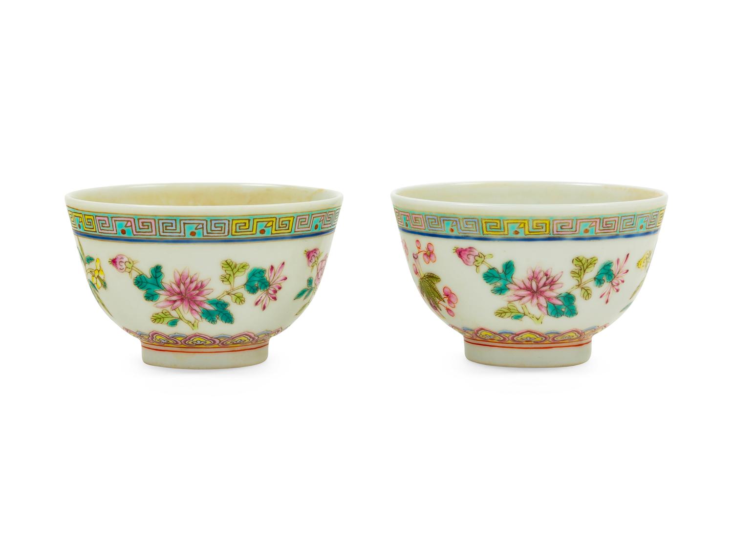 A Pair of Chinese Famille Rose Porcelain Cups