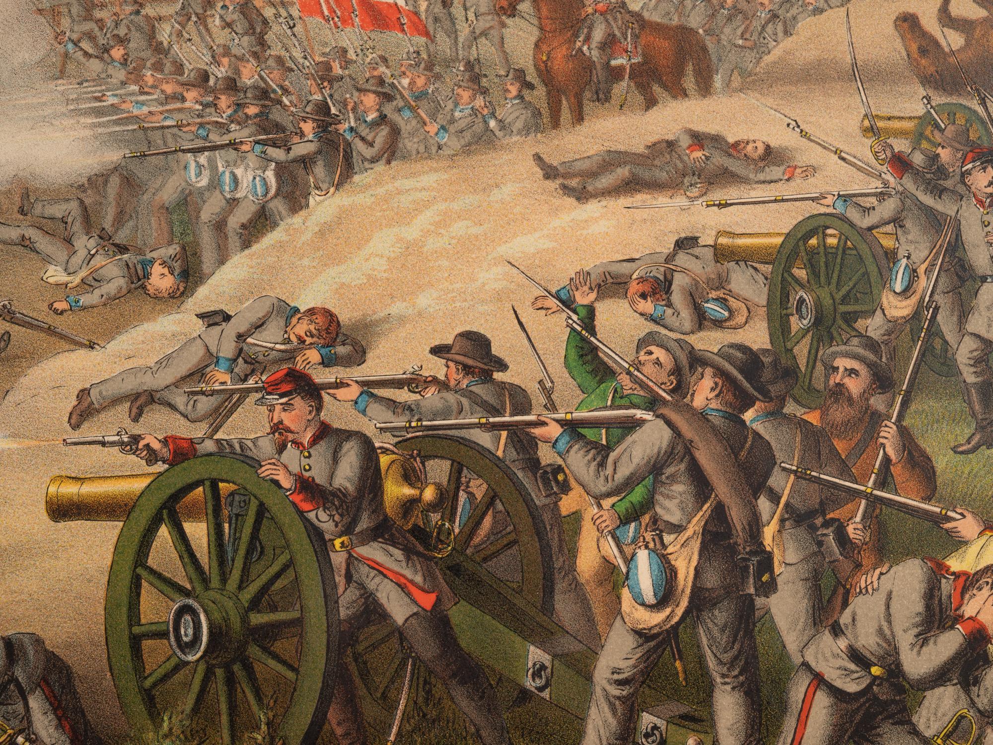 A group of 3 Kurz & Allison lithograph prints depicting battles of the American Civil War, comprising: