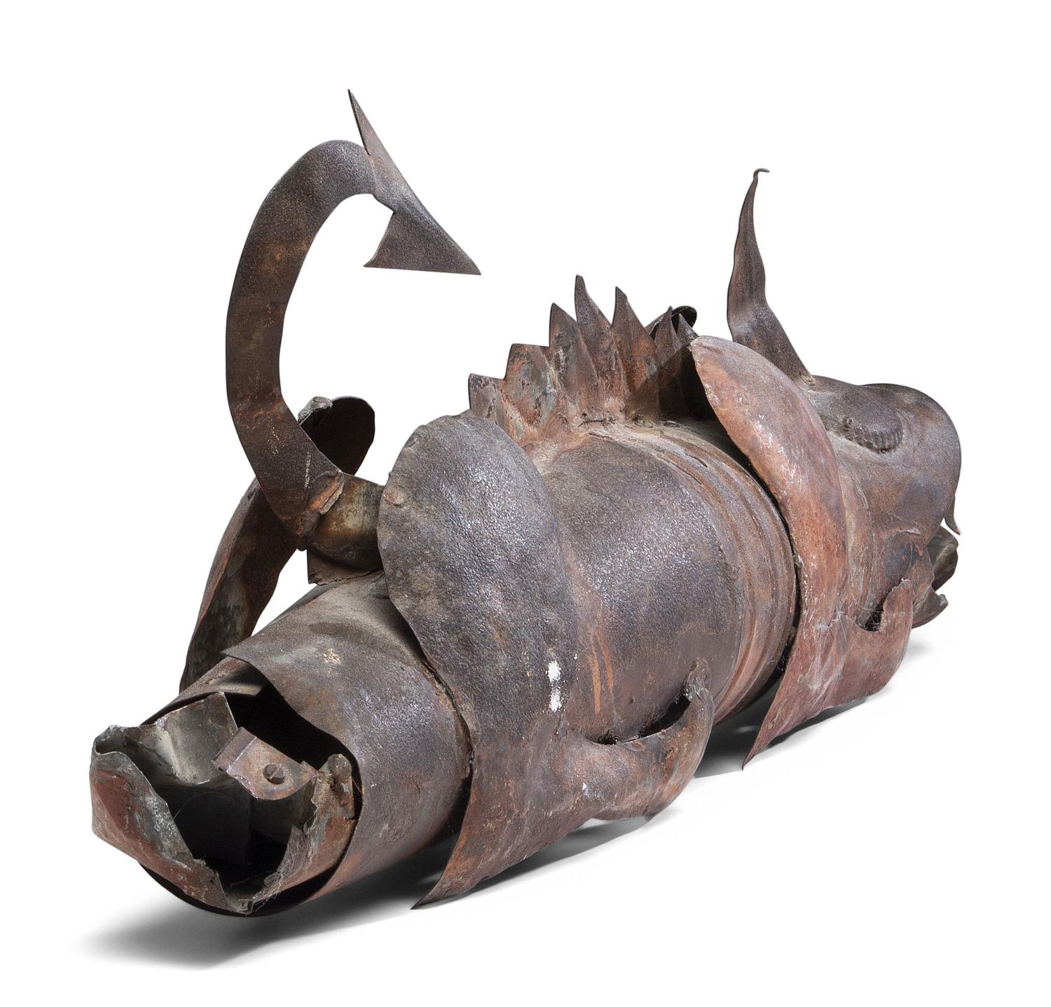 A Painted Tin Dragon Stove Flue
