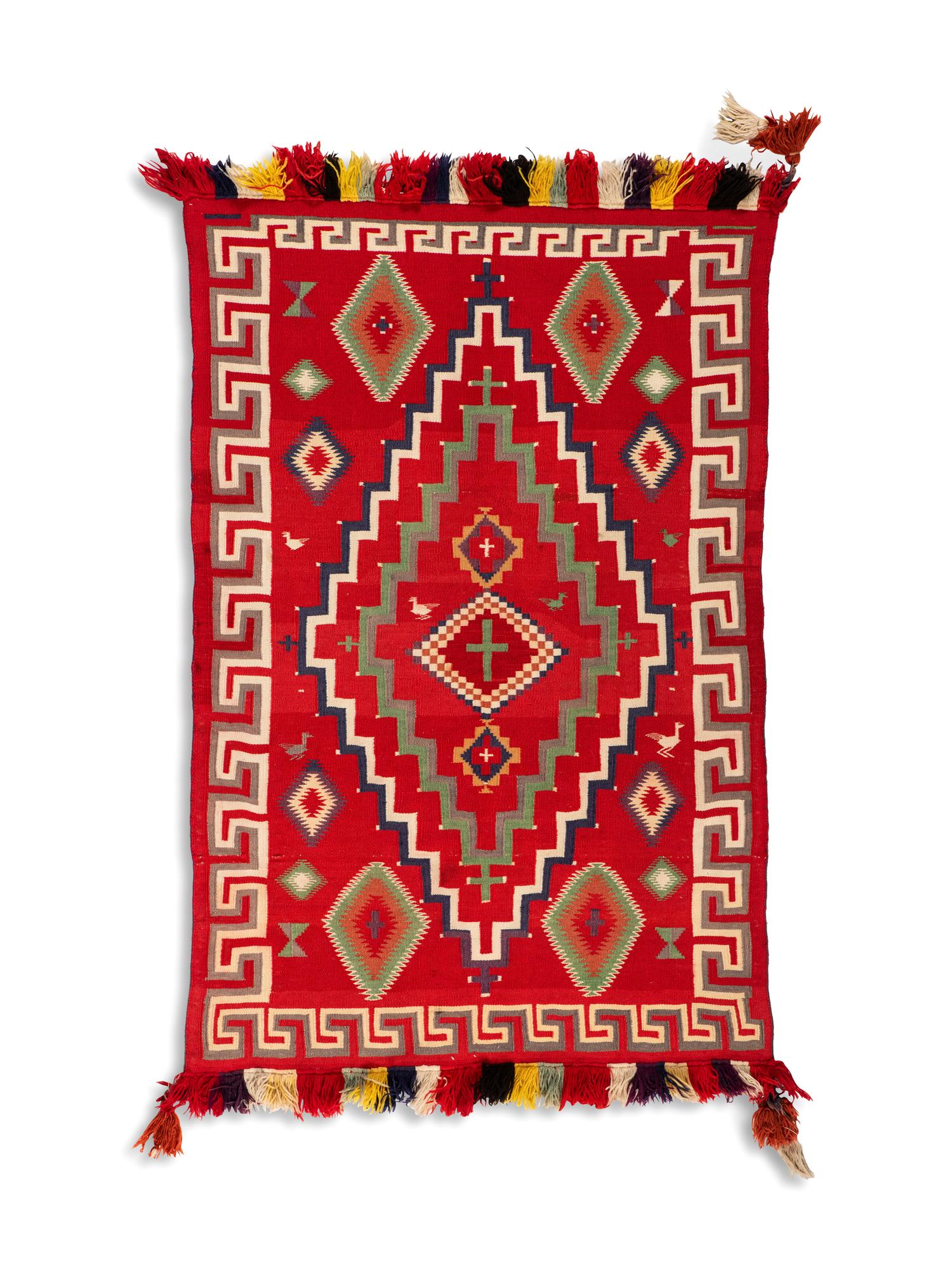 Navajo Pictorial Germantown Weaving / Rug, with Birds