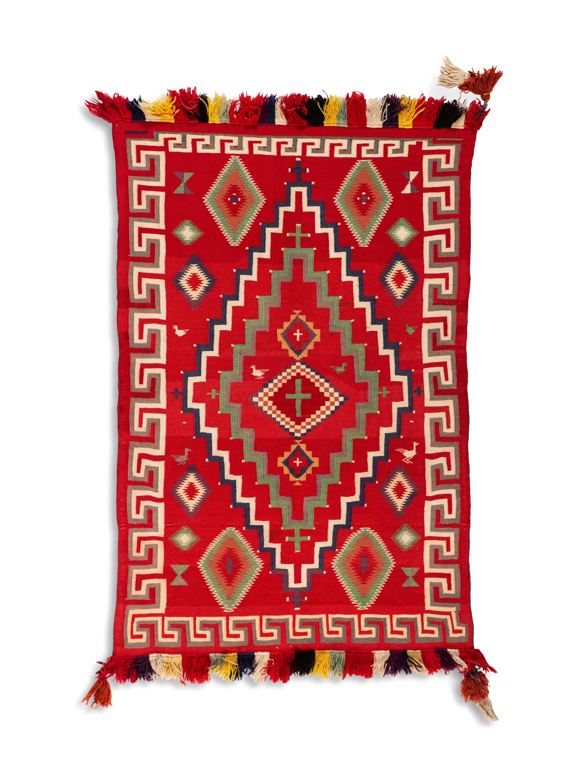 Navajo Pictorial Germantown Weaving / Rug, with Birds