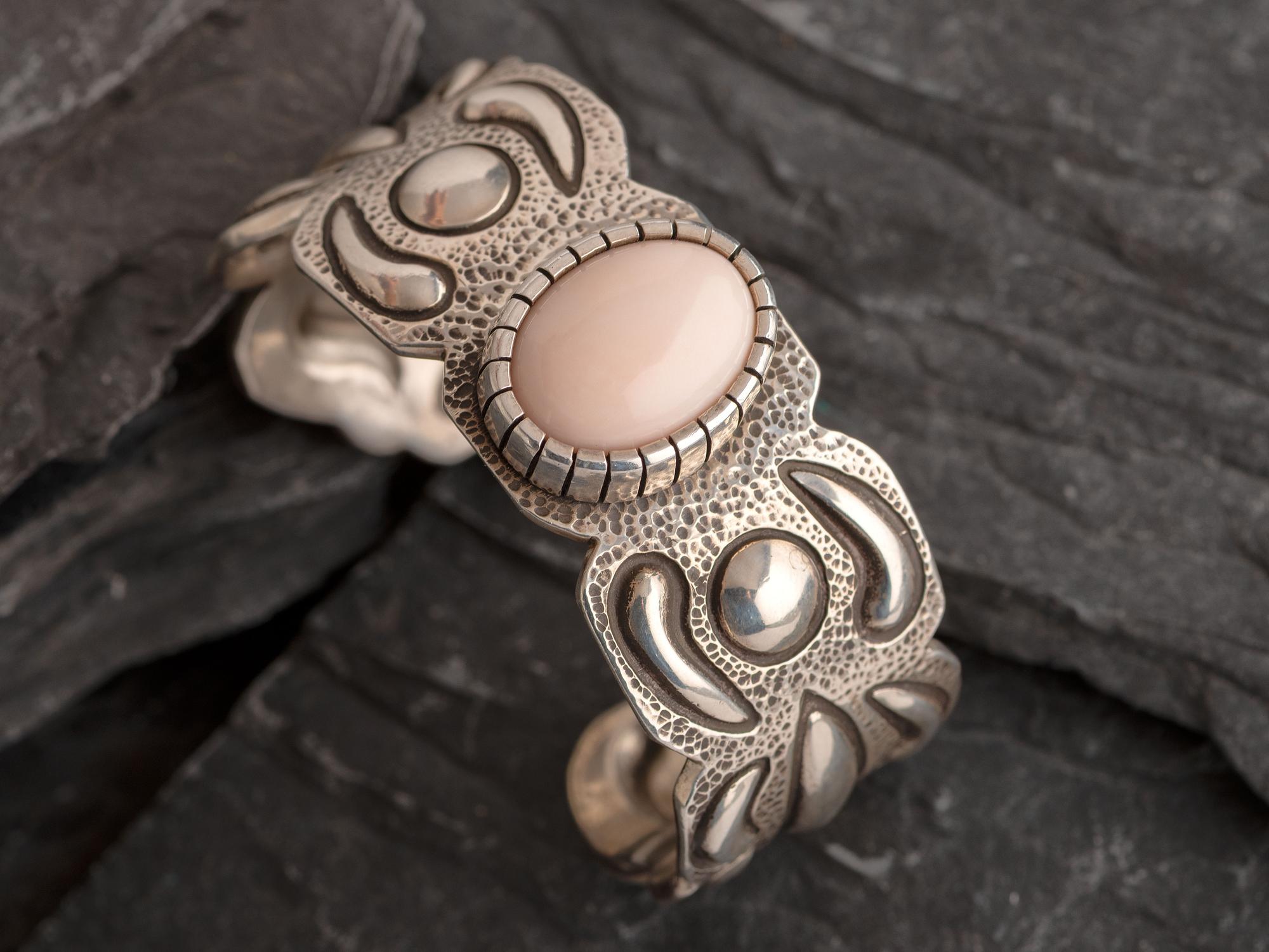 Sterling Silver and Coral Cuff Bracelet