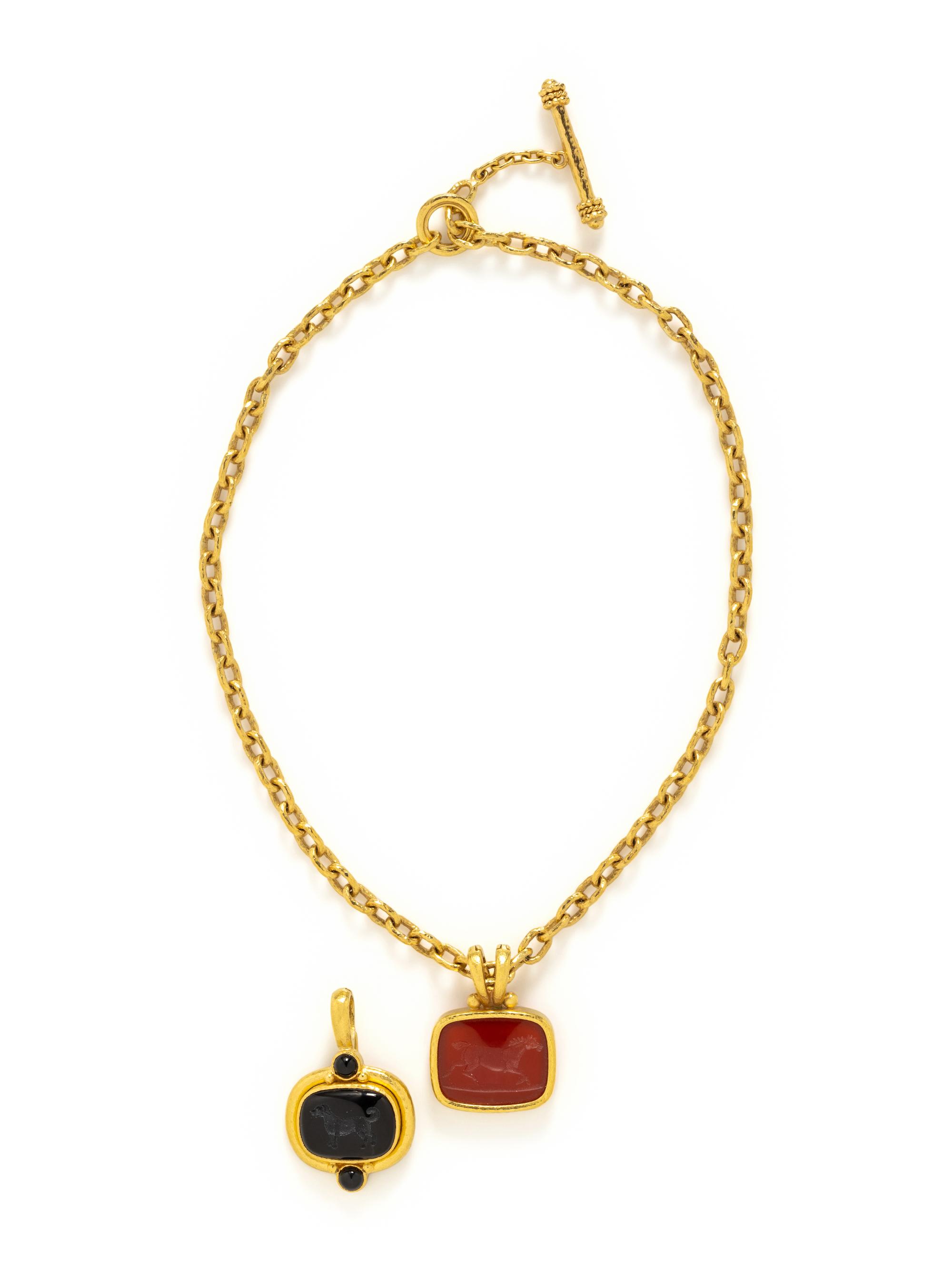 ELIZABETH LOCKE, YELLOW GOLD NECKLACE AND PENDANTS
