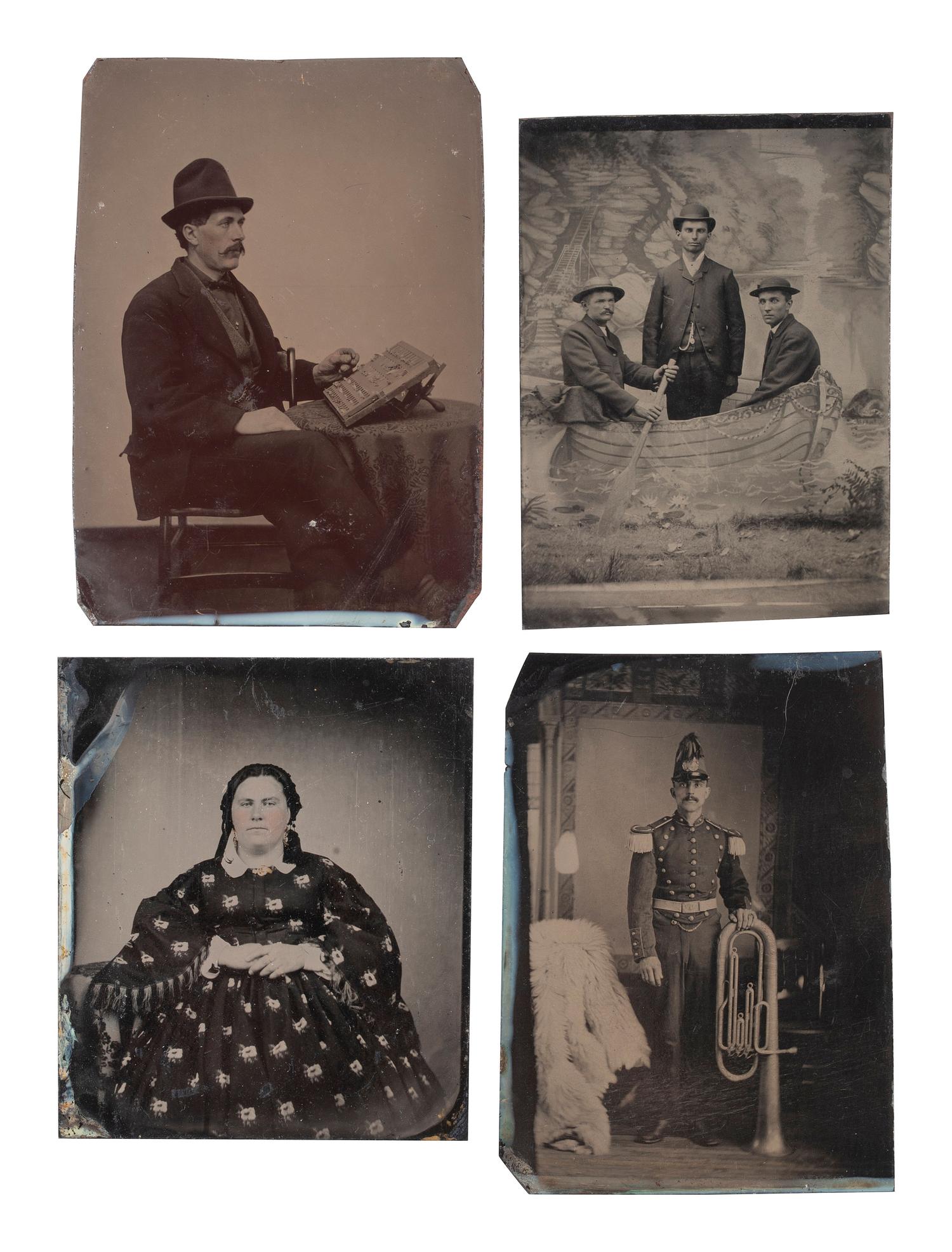 [EARLY PHOTOGRAPHY]. 17 tintypes of occupational and interesting groups and individuals.