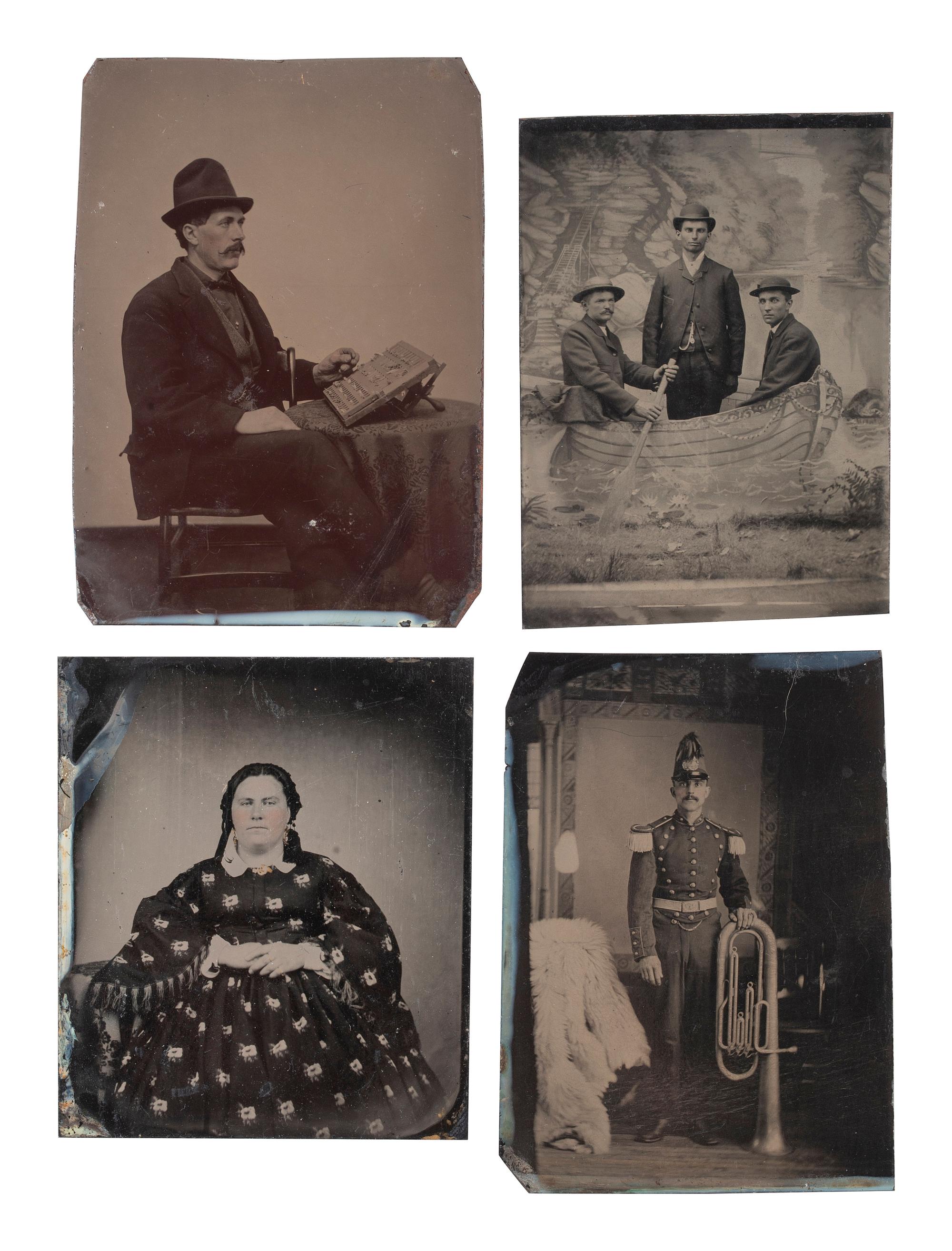 [EARLY PHOTOGRAPHY]. 17 tintypes of occupational and interesting groups and individuals.