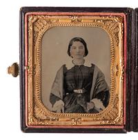 BIRD ALERT! A pair of tintype portraits of the same woman holding a dove.