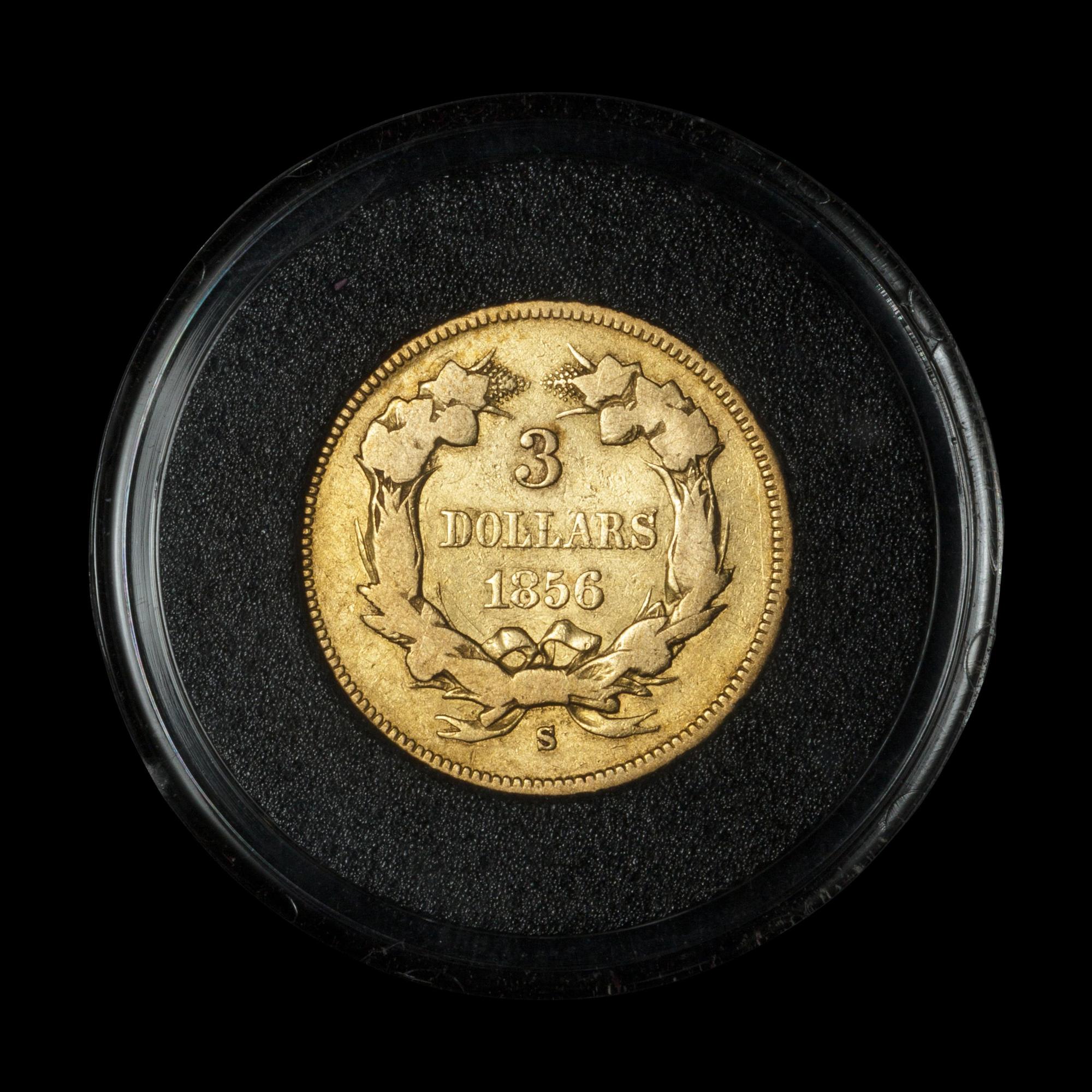 An 1856-S Indian Head $3 Gold Coin