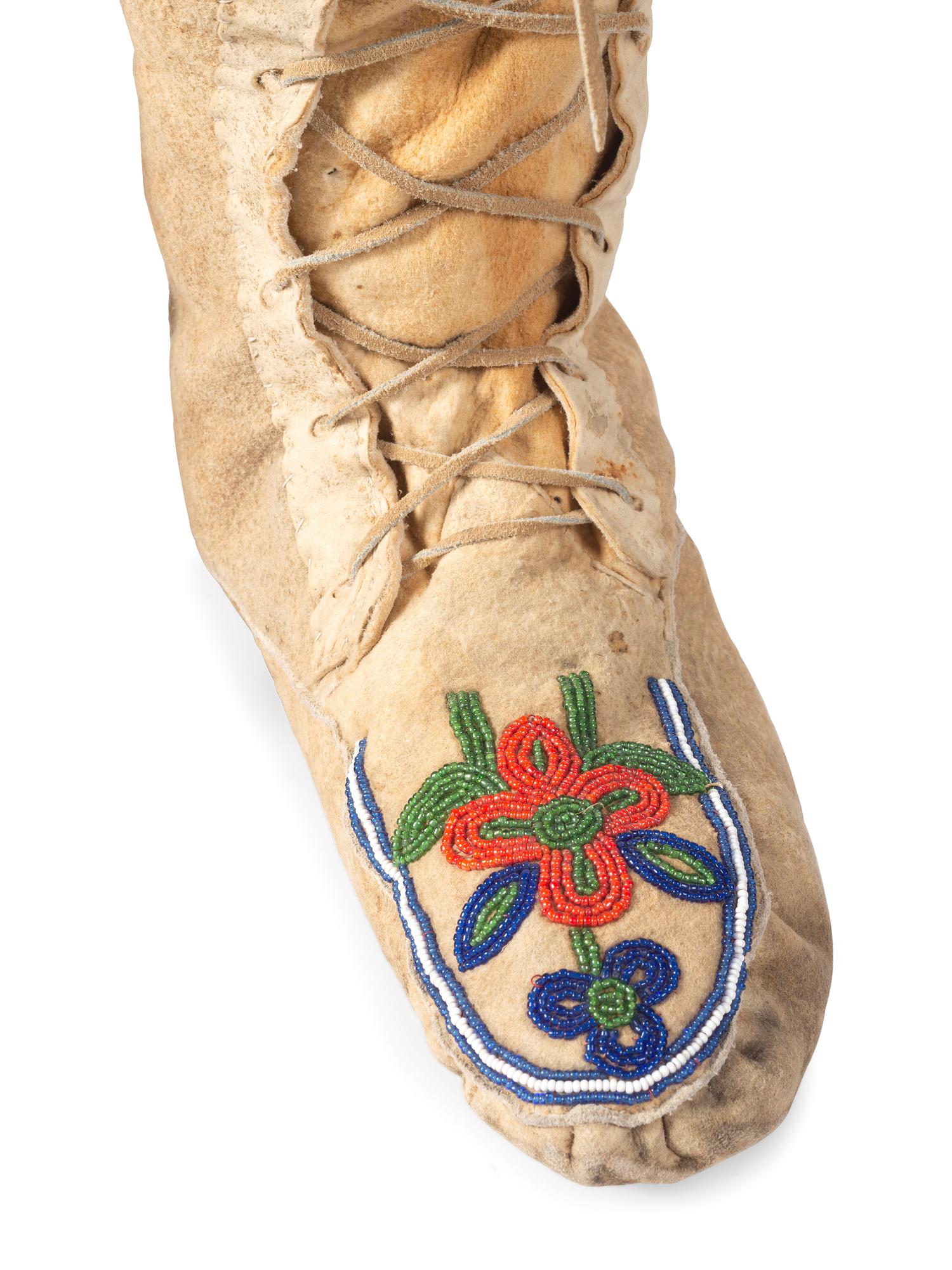 Cree Beaded Hide Boot Moccasins