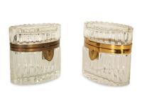 Two Continental Gilt Metal Mounted Cut Glass Dresser Boxes