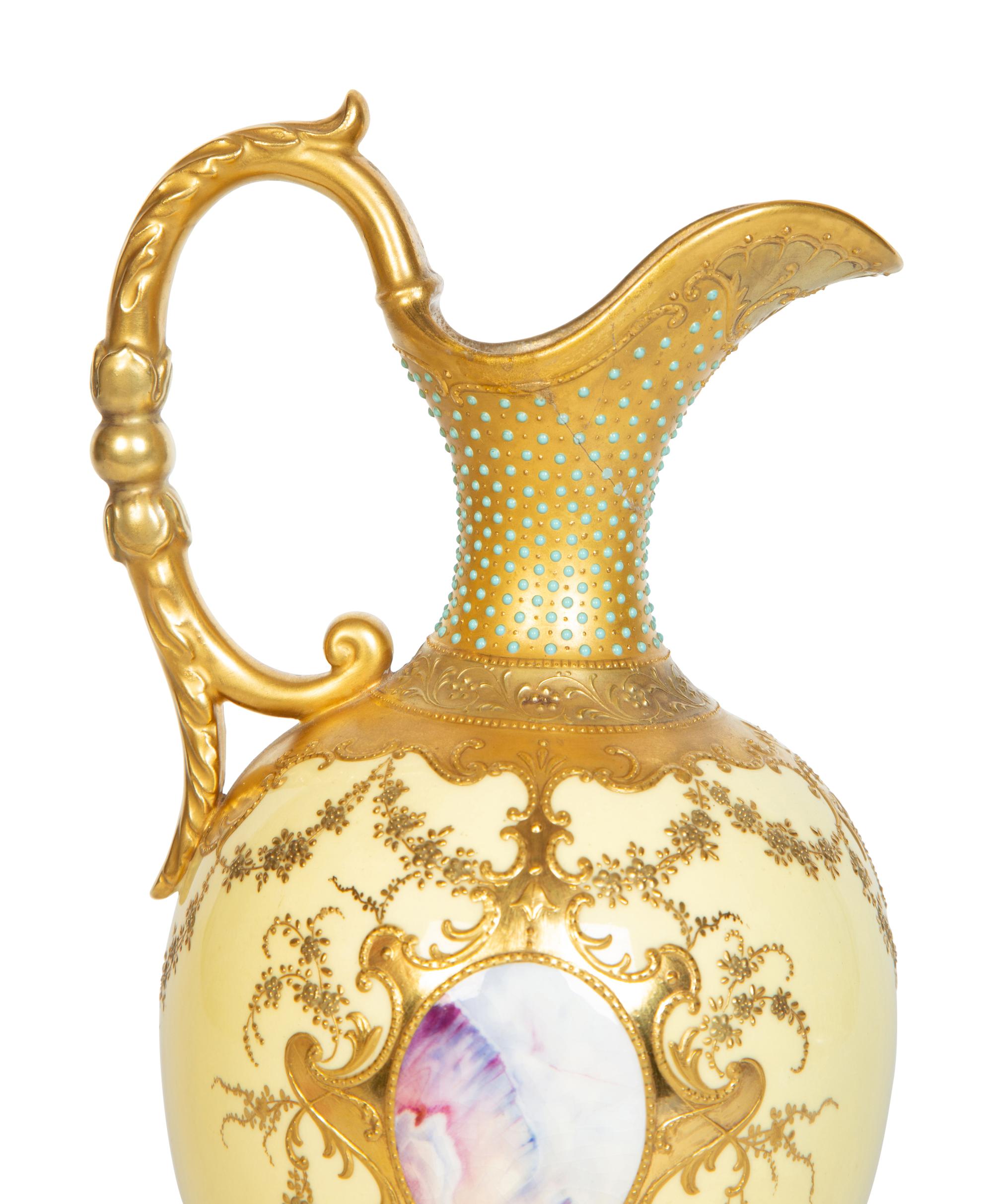 A Coalport Gilt Decorated Porcelain Ewer