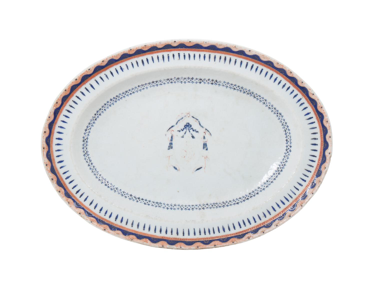 A Chinese Export Porcelain Platter Length 8 1/2 inches.