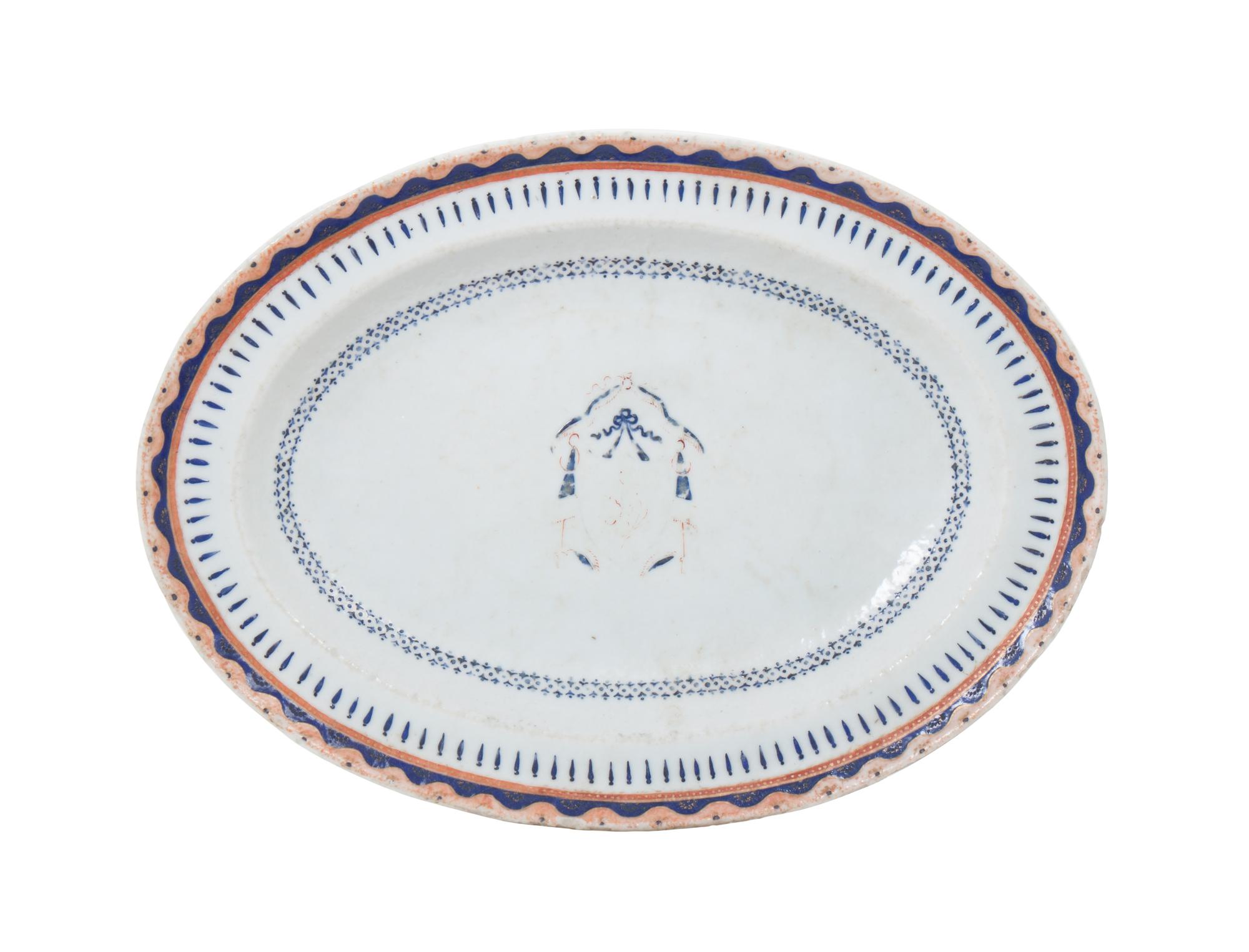 A Chinese Export Porcelain Platter Length 8 1/2 inches.