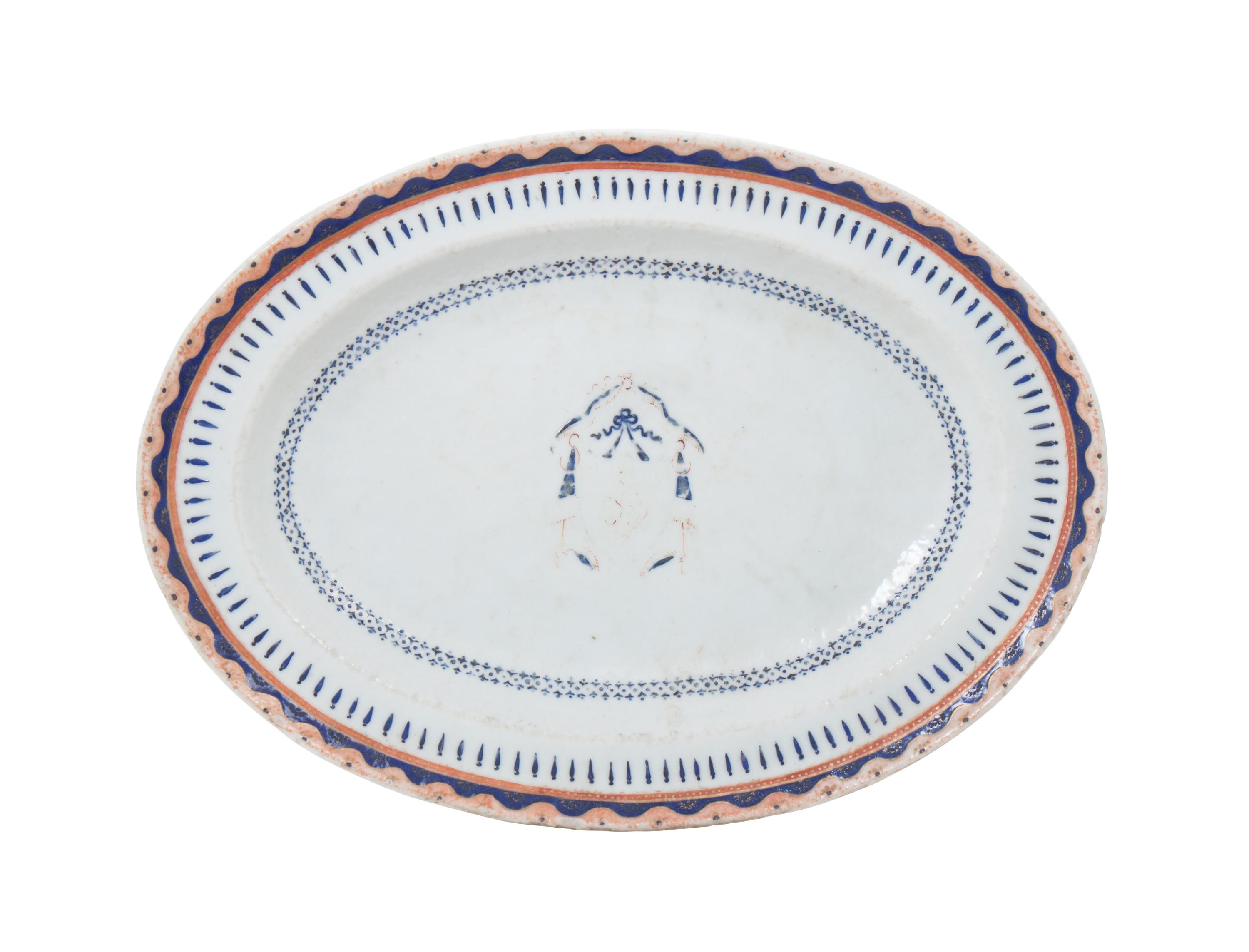 A Chinese Export Porcelain Platter Length 8 1/2 inches.