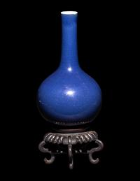 Two Chinese Blue Glazed Porcelain Vases, 19th-20th Century 晚清-民國 霽藍釉瓶兩隻