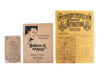 [CIRCUS] -- [SIDESHOWS]. A group of 4 items associated with unusual performing acts highlighted by a broadside advertising the "Illinois Giant Boy!" ca 1879.