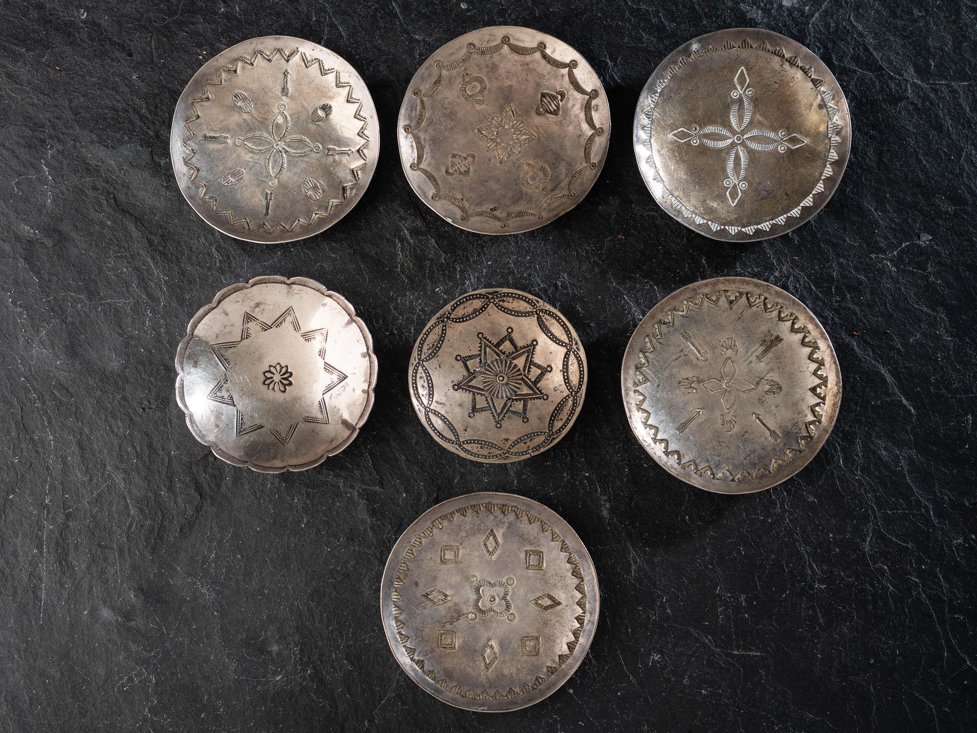 Navajo Heavily Stamped Silver Salt Trays