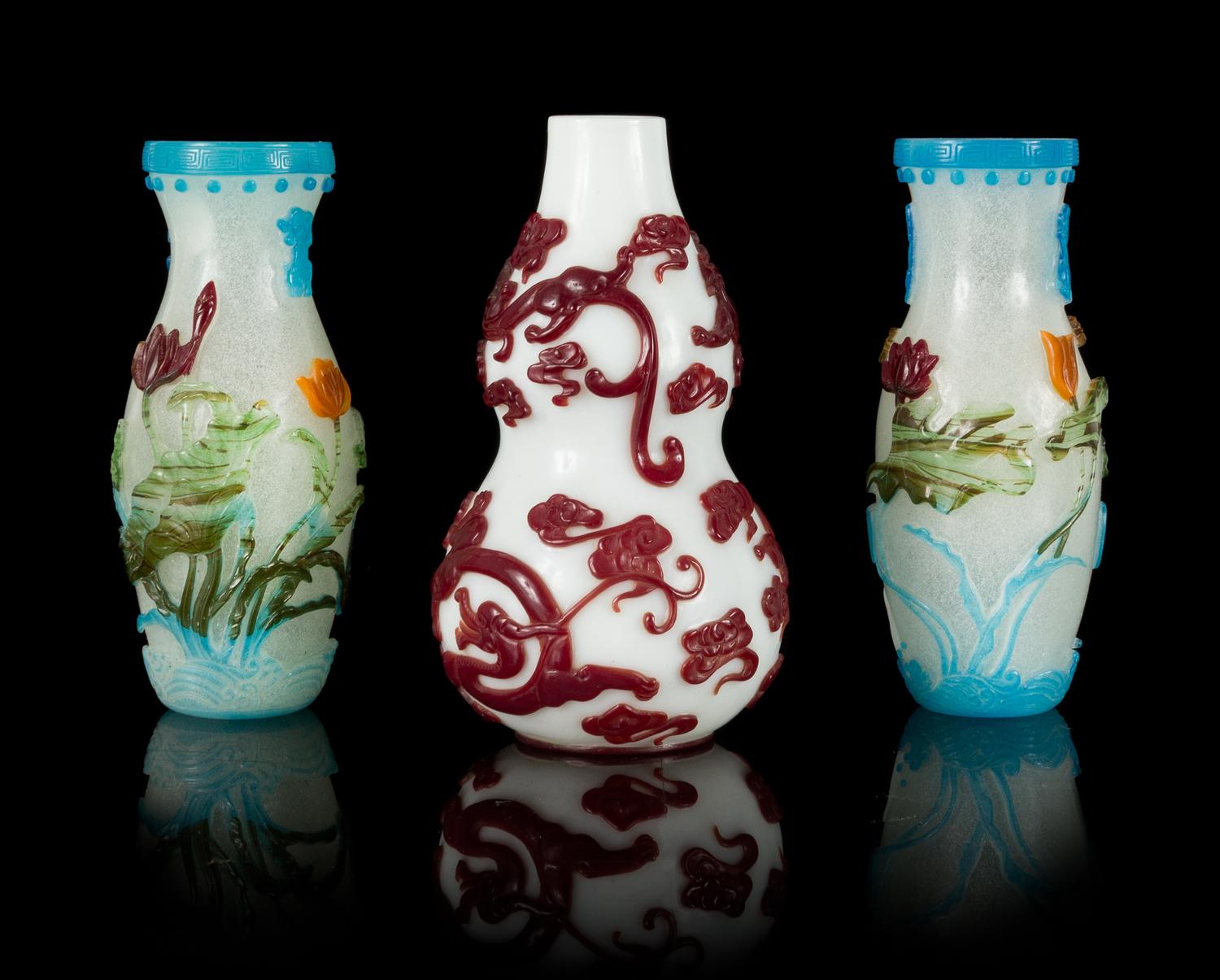 Three Peking Glass Vases Height of larger 7 1/2 inches. — LATE 19TH-20TH CENTURY