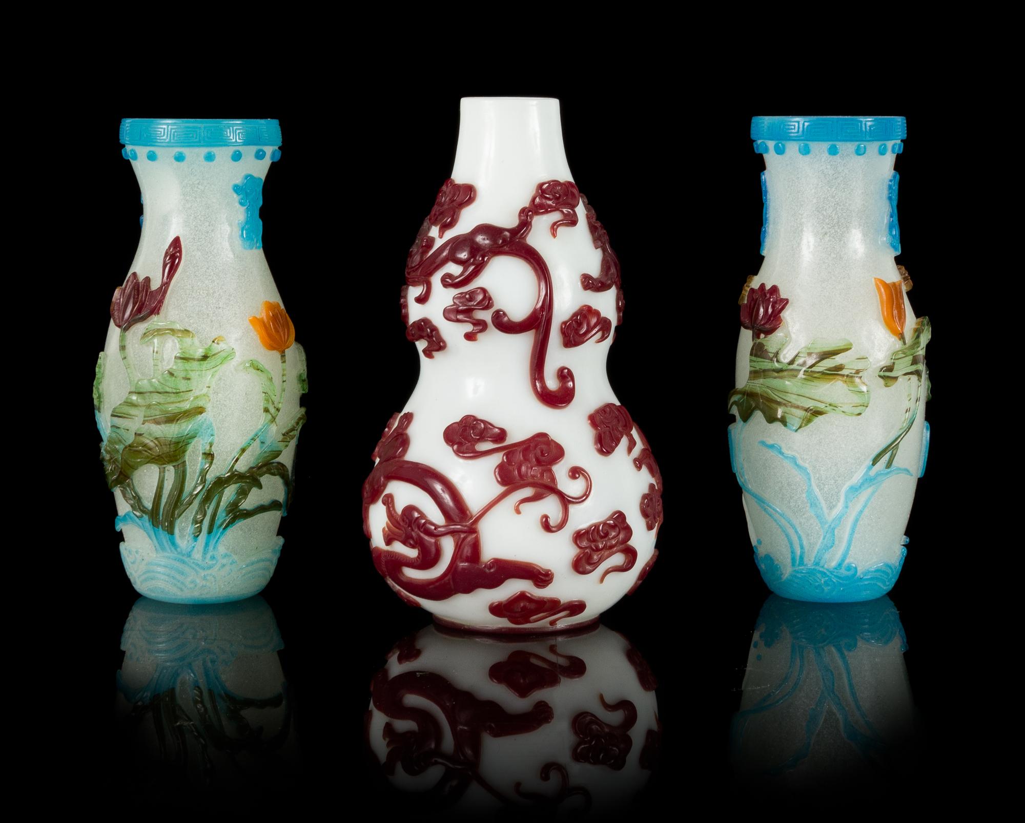 Three Peking Glass Vases Height of larger 7 1/2 inches. — LATE 19TH-20TH CENTURY