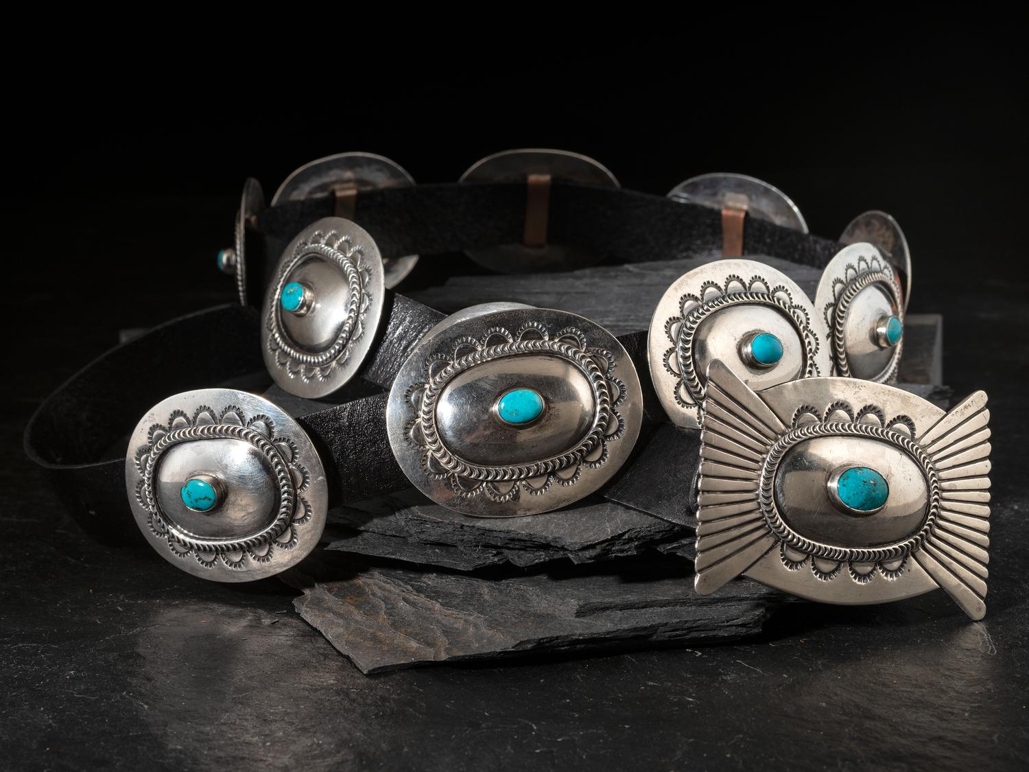 Silver and Turquoise Concha Belt