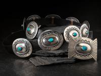 Silver and Turquoise Concha Belt