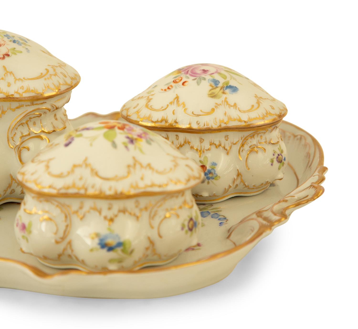A Dresden Porcelain Vanity Set