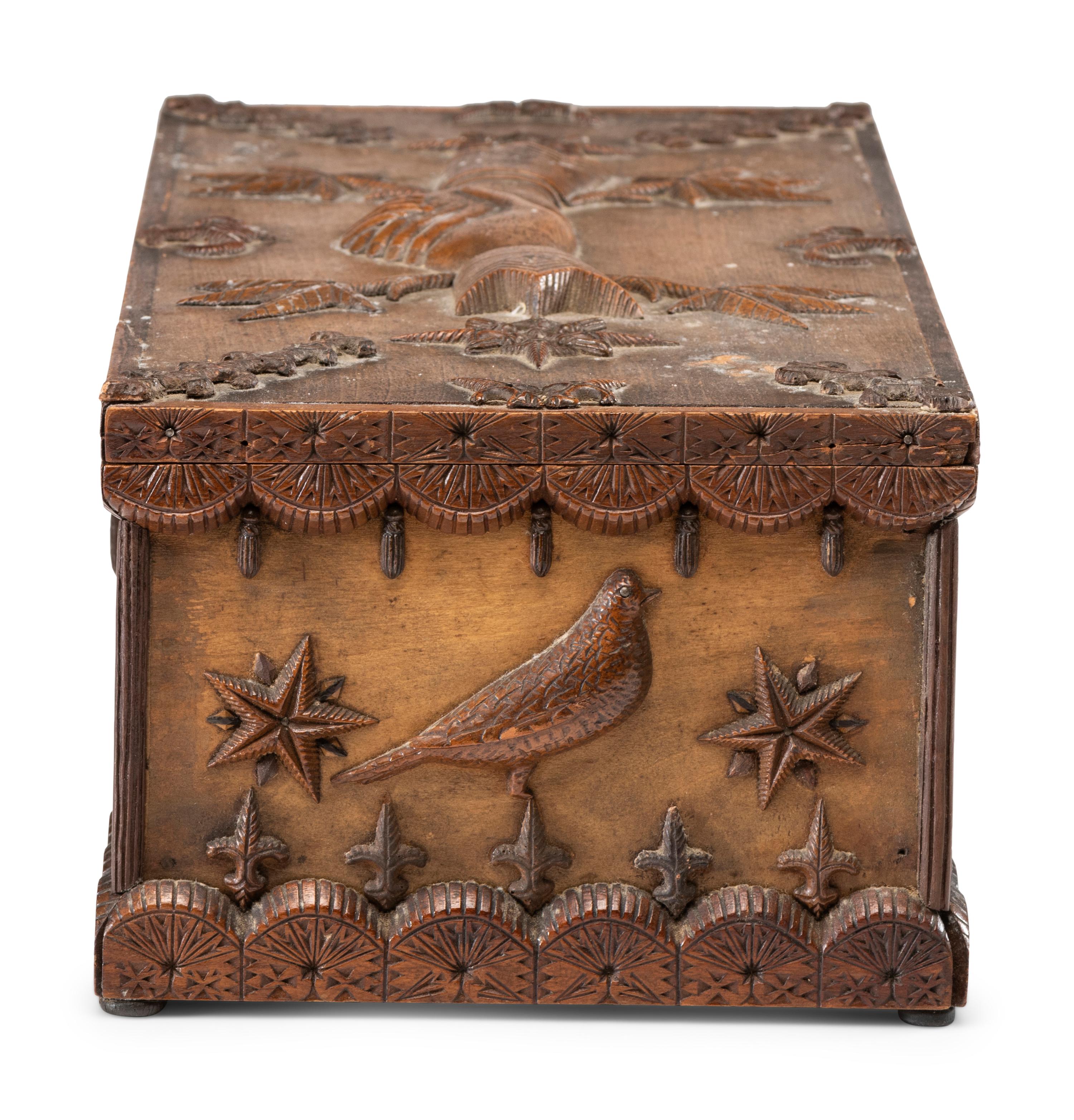 A Masonic Handshake and Bird Decorated Document Box