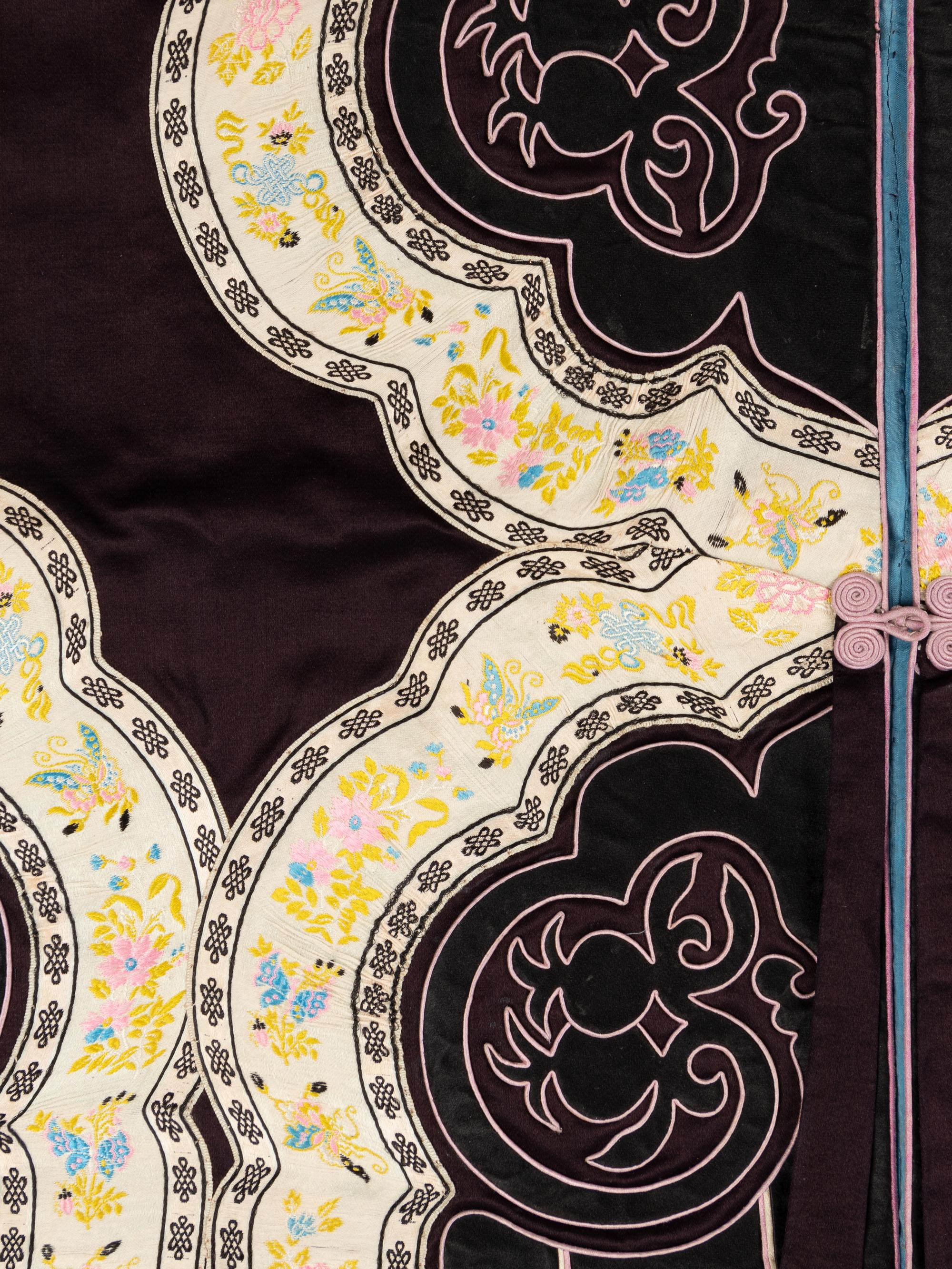 Two Black Ground Embroidered Silk Lady's Coats