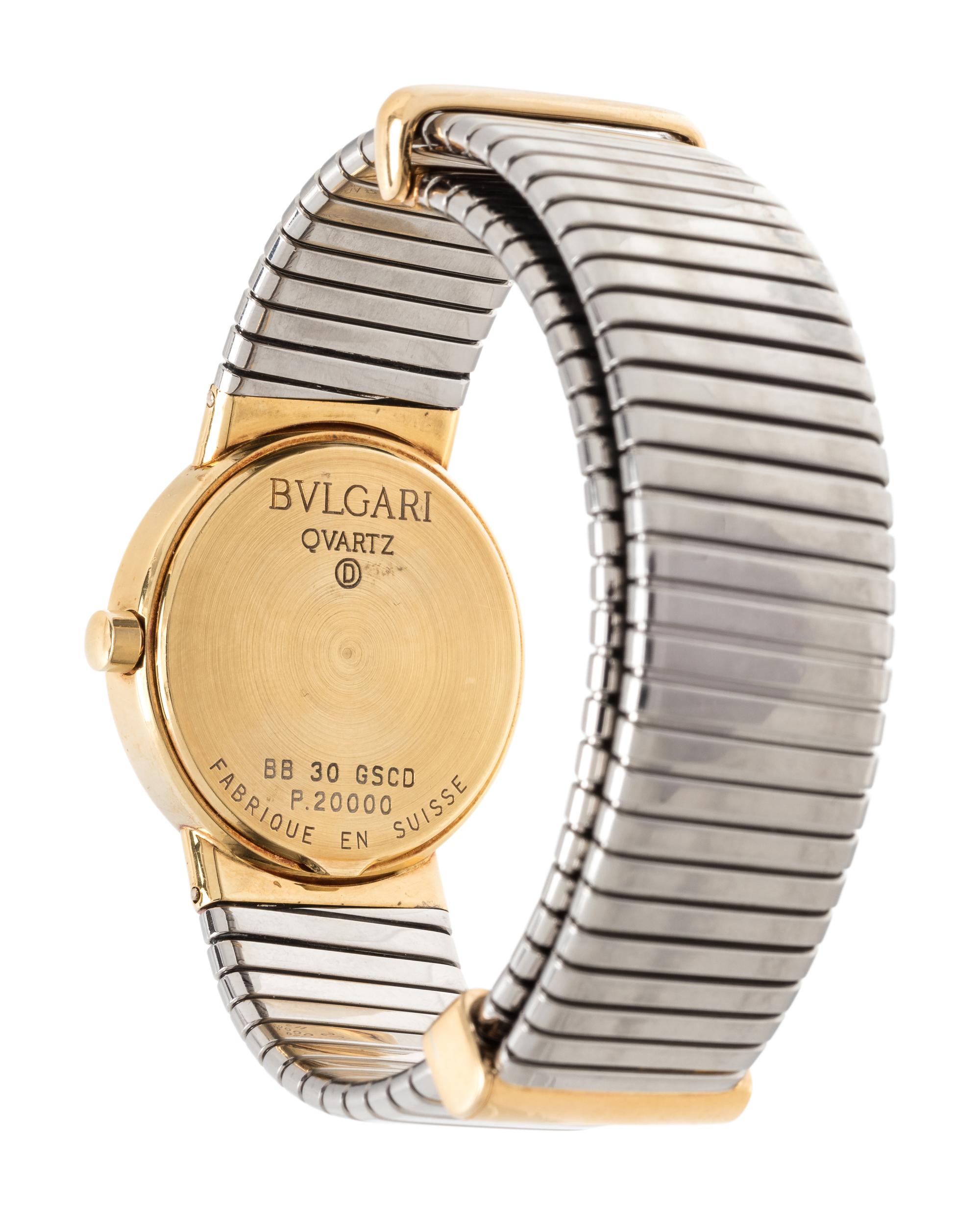 BVLGARI, 18K YELLOW GOLD AND STAINLESS STEEL REF. BB 30 GSCD 'TOBAGO' WRISTWATCH