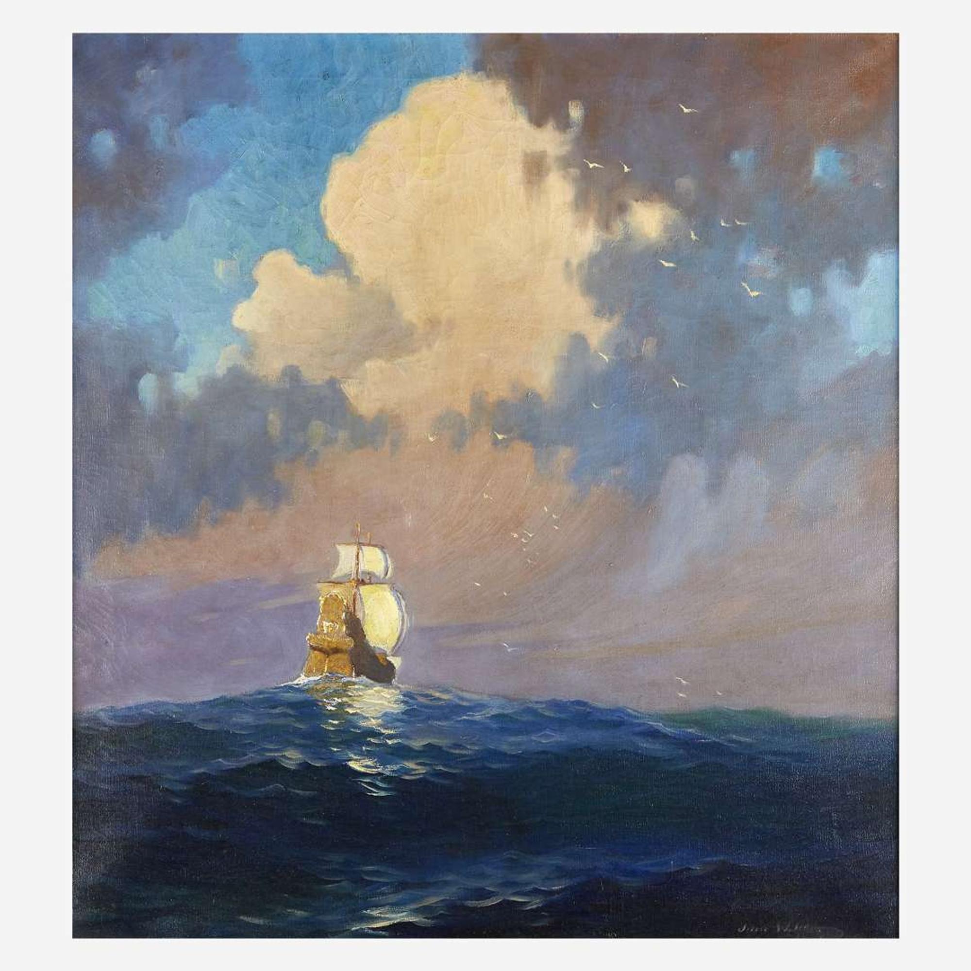 John Whorf (American, 1903–1959) Galleon at Sea, Fantasy