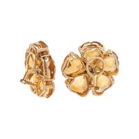 CITRINE AND DIAMOND FLOWER EARCLIPS