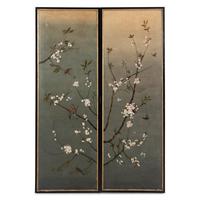 A Pair of Painted Canvas Wall Panels