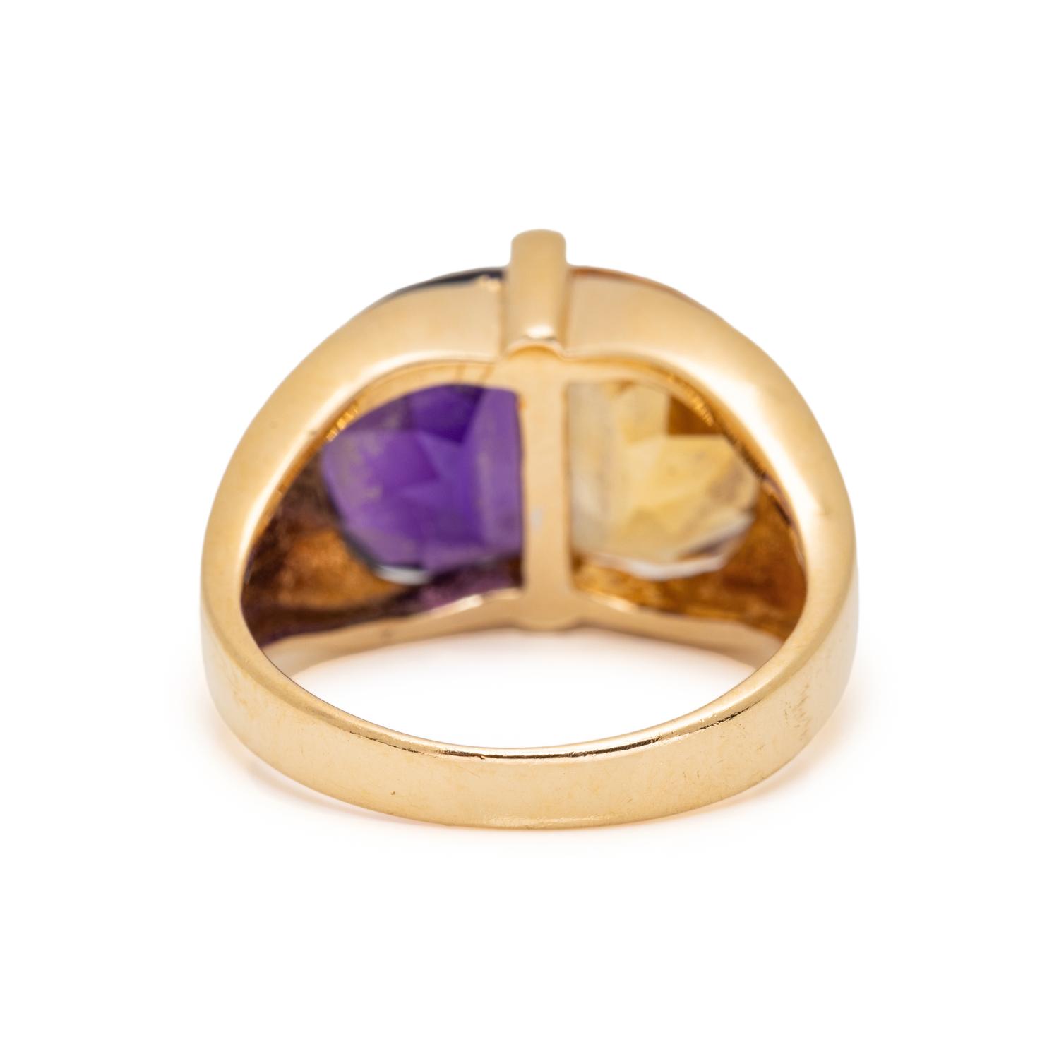 BICOLOR GOLD, AMETHYST, CITRINE AND DIAMOND RING AND PENDANT