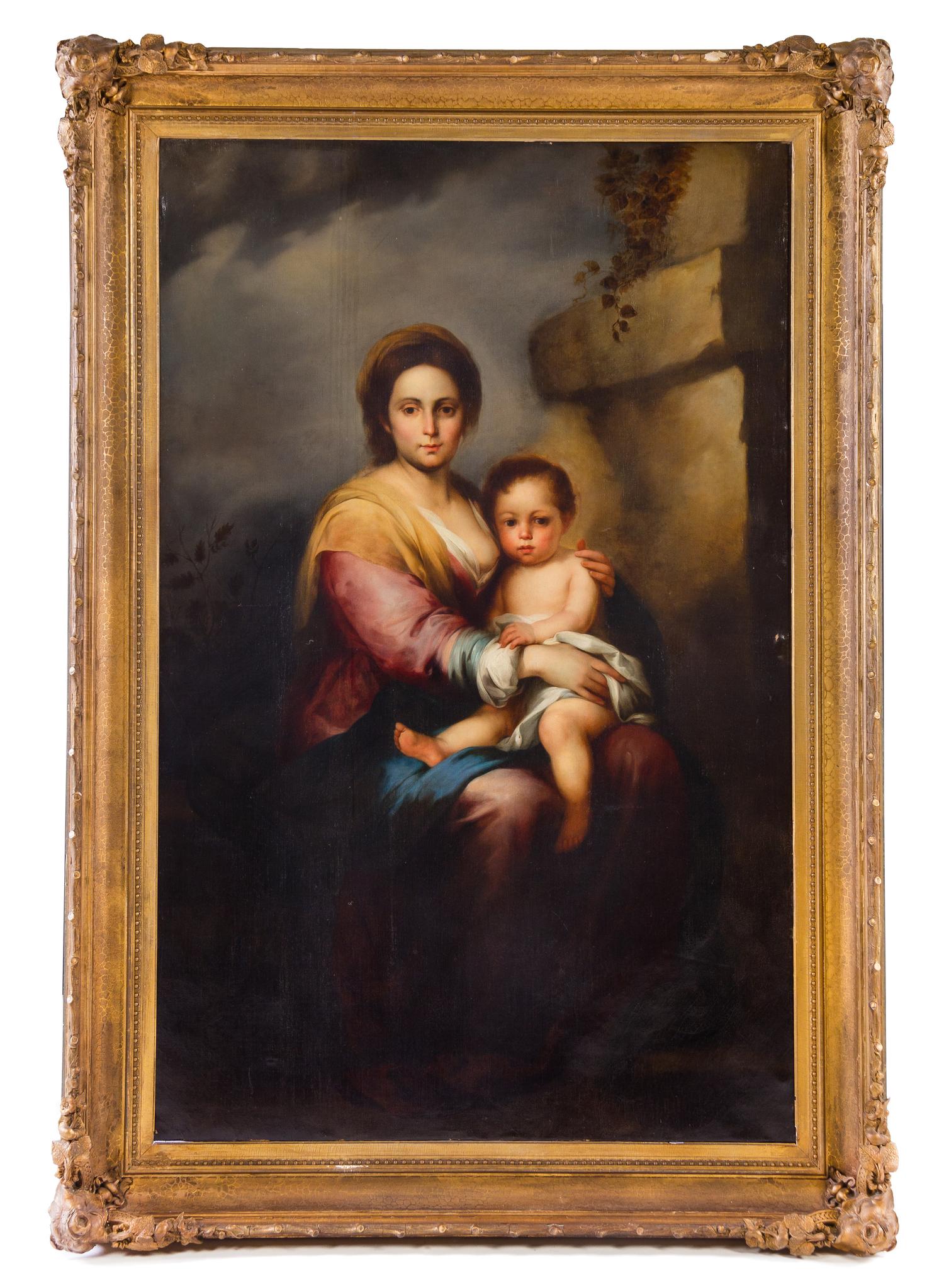 After Bartolome Esteban Murillo, (19th Century), Mother and Child Seated Before a Wall