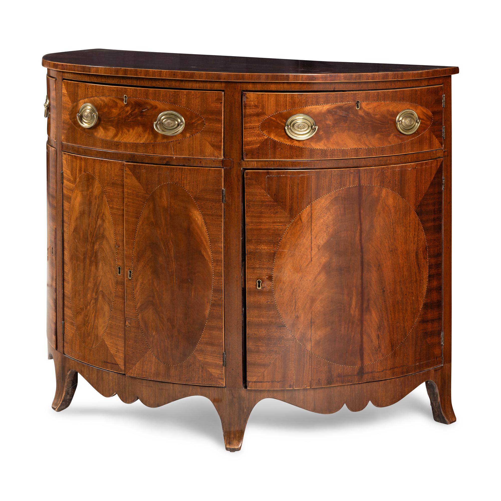 A George III Mahogany Demilune Cabinet