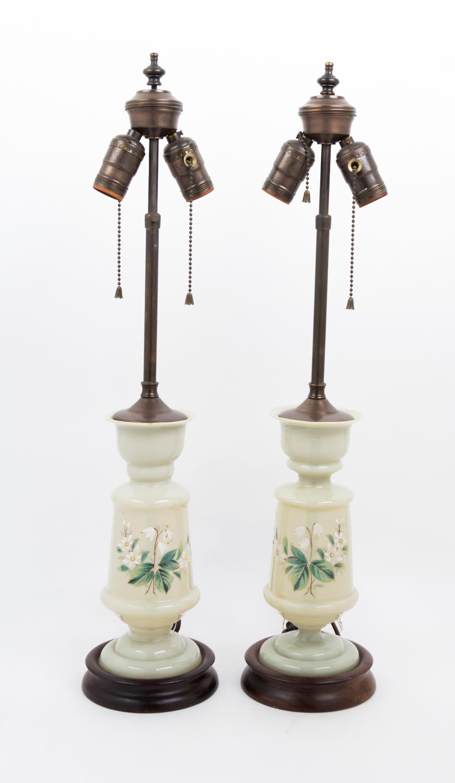 A Pair of Enameled Glass Vases Height 9 4/3 inches. — EARLY TO MID 20TH CENTURY