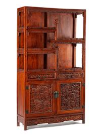 A Chinese Carved Hardwood Whatnot
