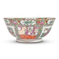 A Chinese Export Porcelain Rose Medallion Punch Bowl