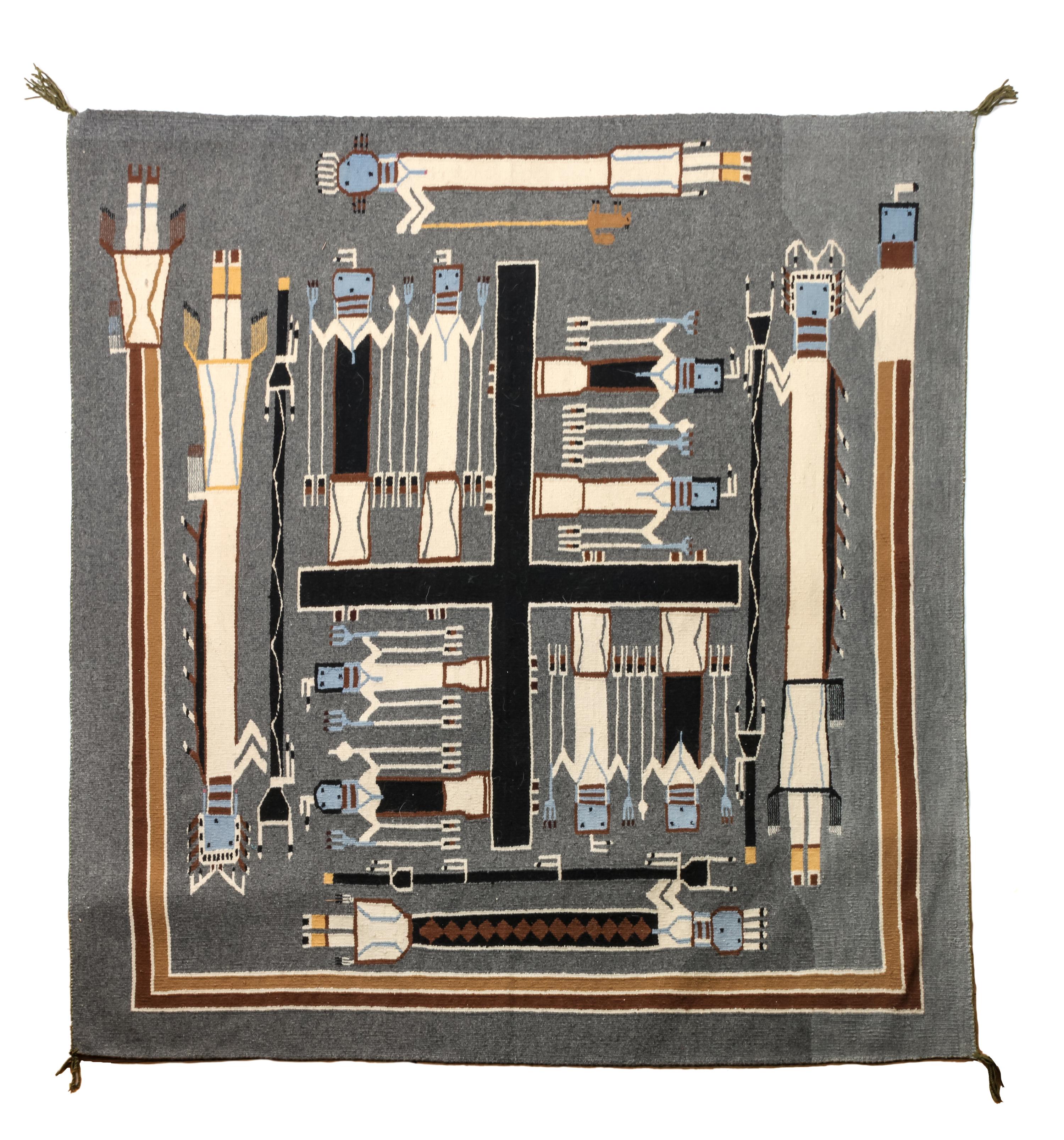 Navajo Sand Painting Weaving 52 1/2 x 56 inches