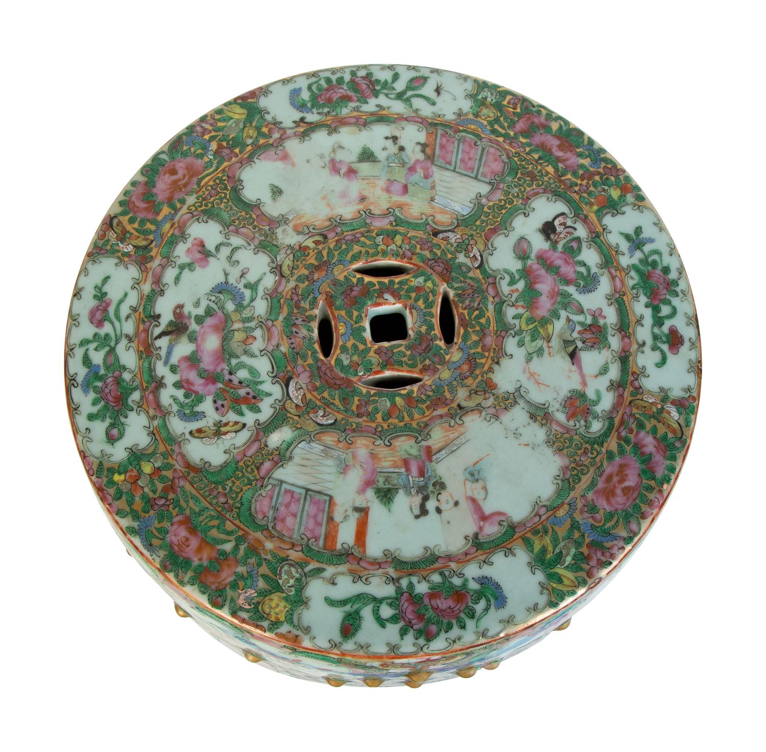 A Chinese Export Rose Medallion Porcelain Garden Stool — 19TH CENTURY