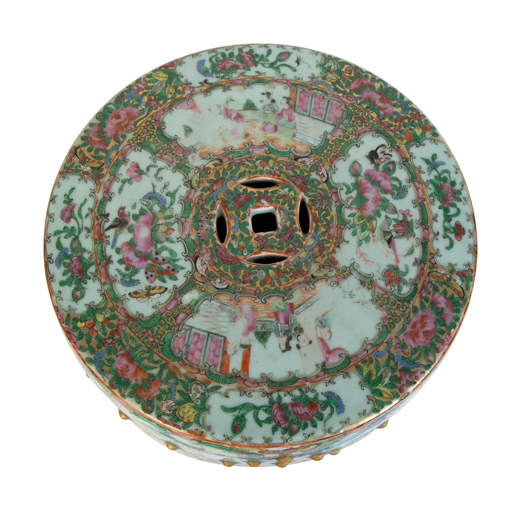 A Chinese Export Rose Medallion Porcelain Garden Stool — 19TH CENTURY